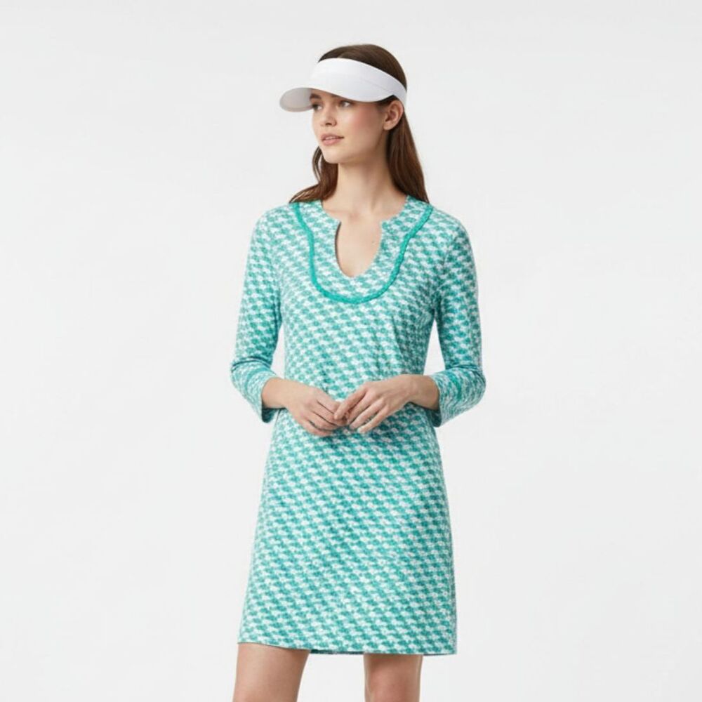 Vineyards Vines Blue & White Whale Logo Print Cotton Half Sleeve‎ Tunic Dress M